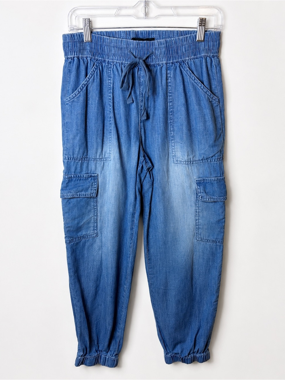 Sanctuary Denim Lyocell Jogger Cargo Pants Blue Drawstring Small